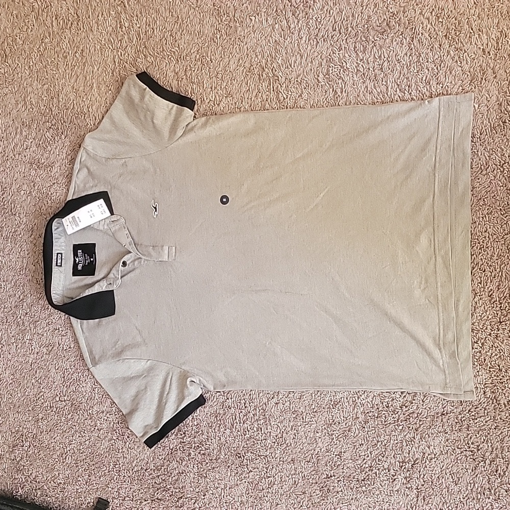 Hollister Grey Polo Shirt M